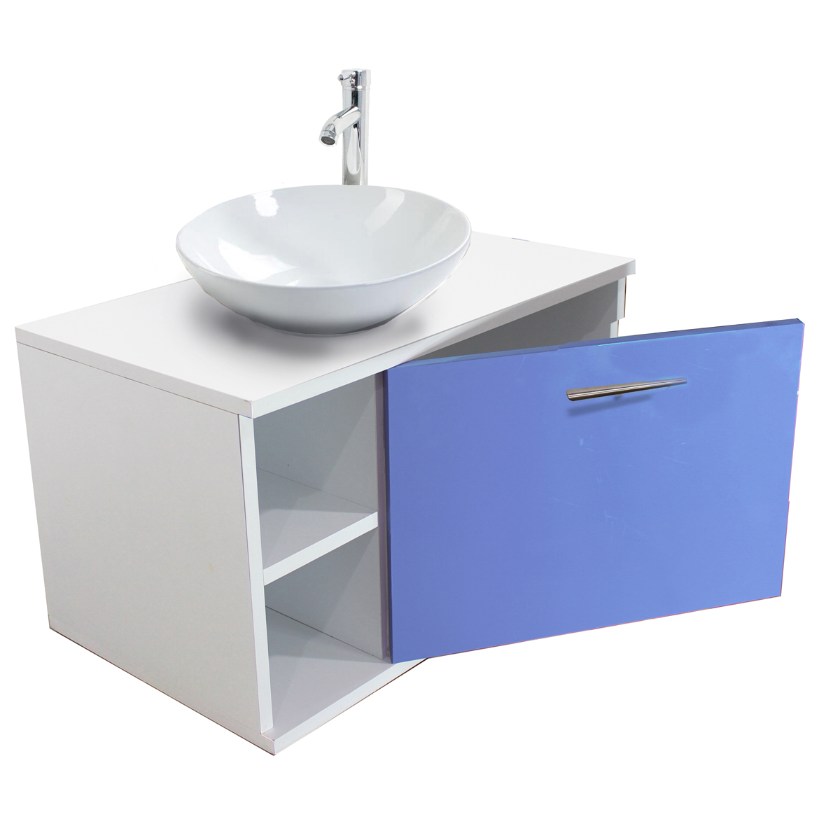 Gabinete de Baño Moderno Monomando Ovalin Ensamblado Azul