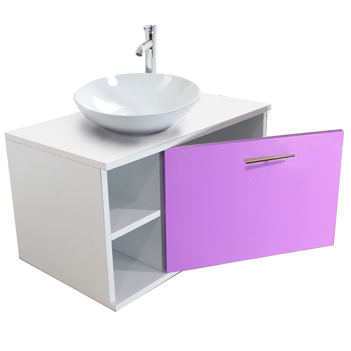 Gabinete de Baño Moderno con Monomando Ovalin Ensamblado Lila