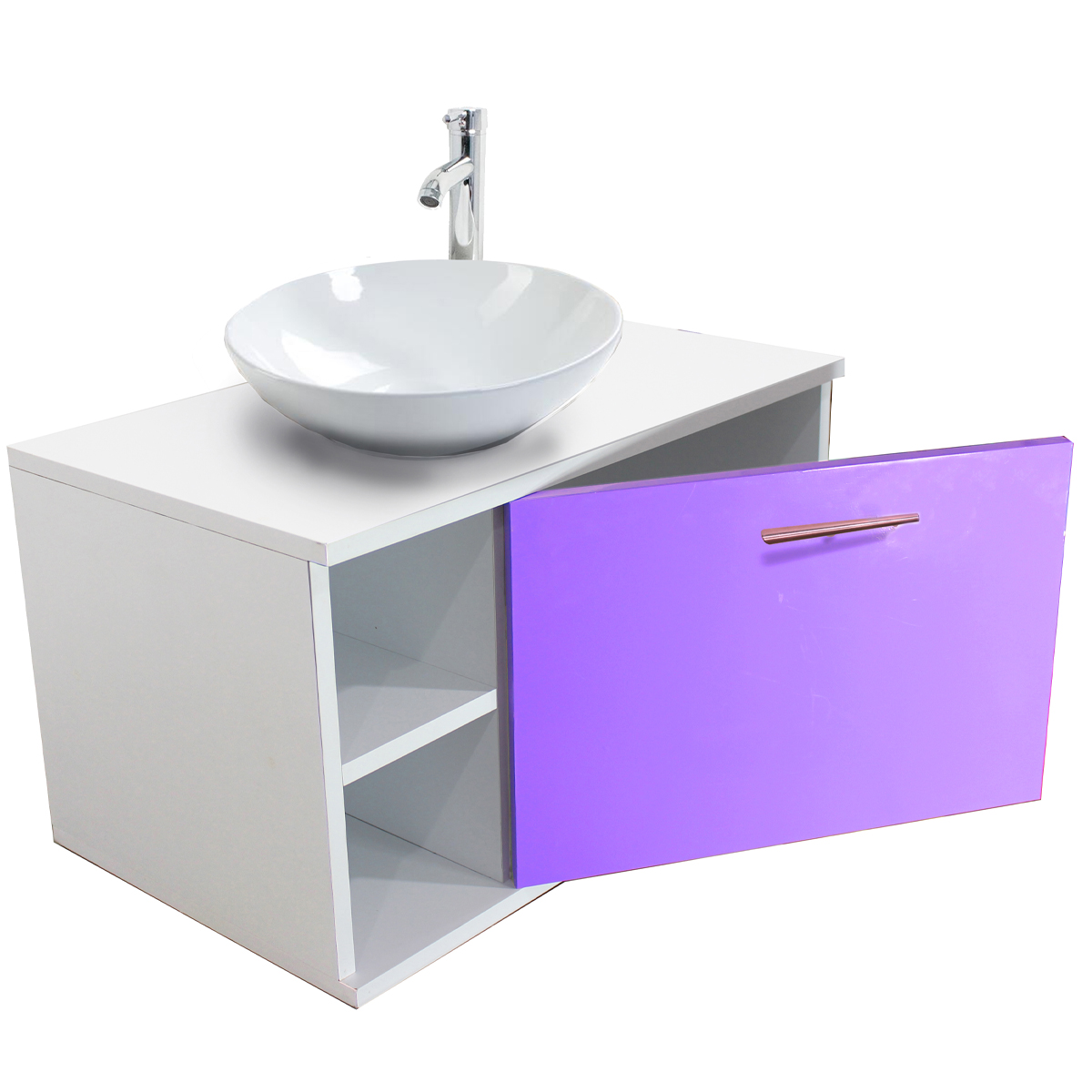 Foto 2 pulgar | Gabinete de Baño Moderno con Monomando y Ovalin Morado