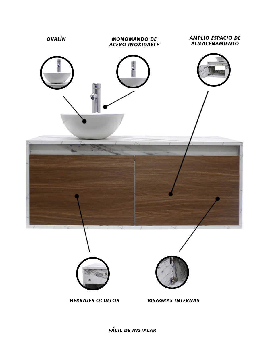 Foto 7 pulgar | Gabinete 11 para Baño con Ovalin y Monomando