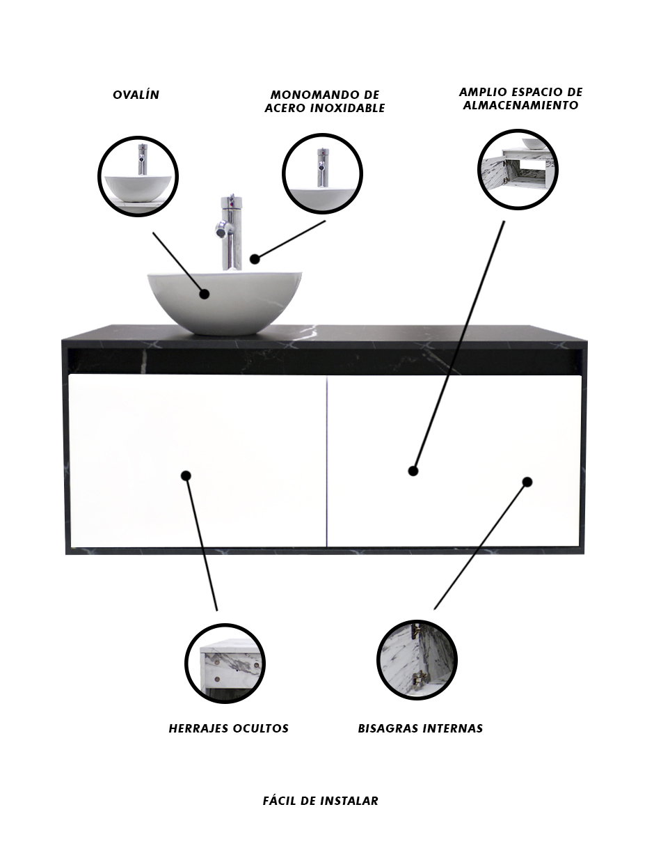 Foto 7 pulgar | Gabinete 11 para Baño con Ovalin y Monomando