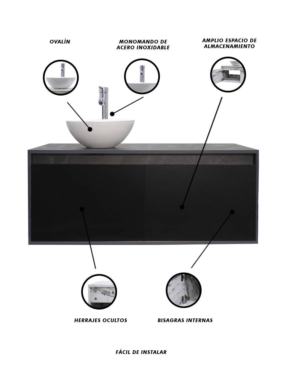 Foto 7 pulgar | Gabinete 11 para Baño con Ovalin y Monomando