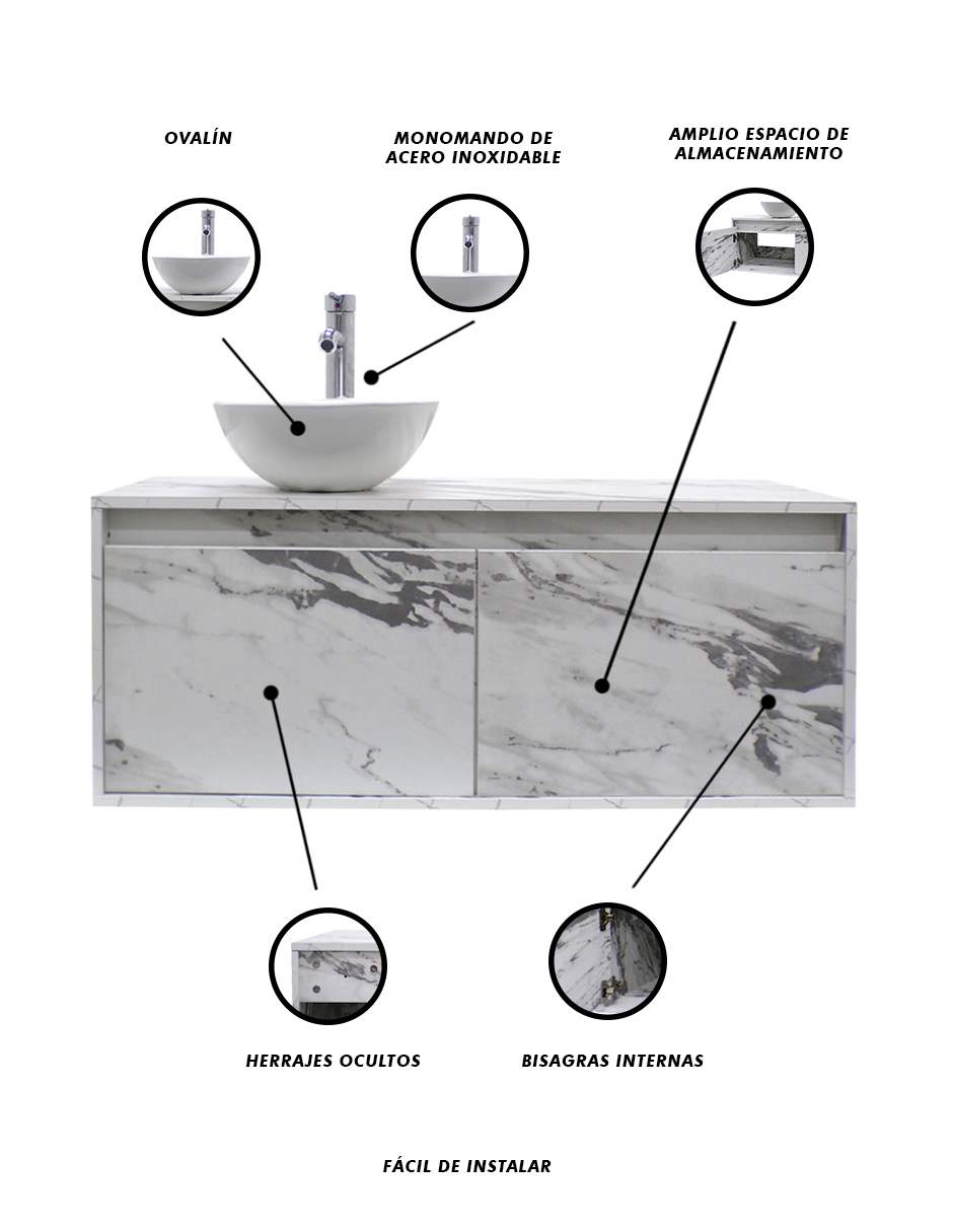 Foto 6 | Gabinete para Baño Blanco con Monomando