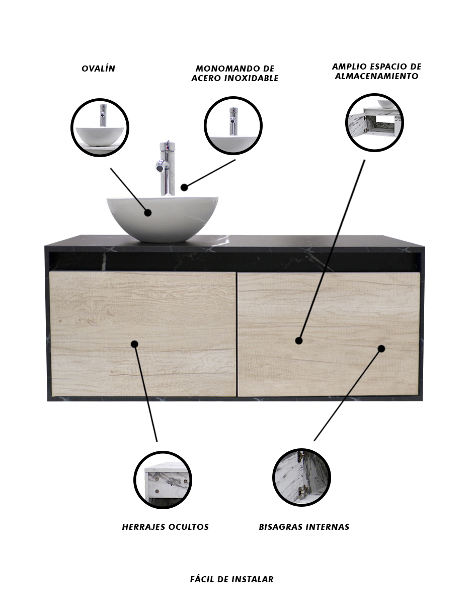 Foto 7 pulgar | Gabinete 11 para Baño con Ovalin y Monomando