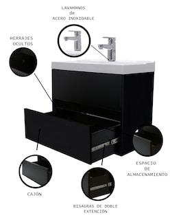 Foto 6 | Gabinete 12 para Baño Flotante con Lavamanos y Monomando