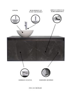 Foto 6 | Gabinete para Baño Gris con Monomando