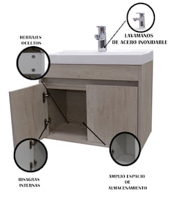 Foto 6 | Gabinete 13 Flotante para Baño Con Lavabo Y Monomando