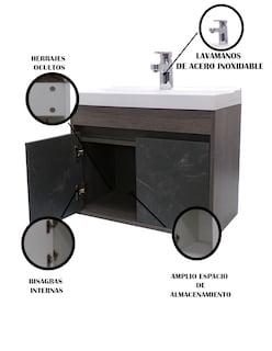 Foto 6 | Gabinete 13 Flotante Para Baño Con Lavabo Y Monomando