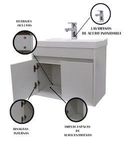 Foto 7 | Gabinete 13 Flotante para Baño Con Lavabo Y Monomando