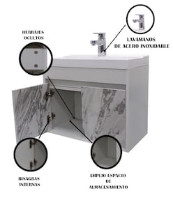 Foto 6 | Gabinete 13 Flotante para Baño Con Lavabo Y Monomando