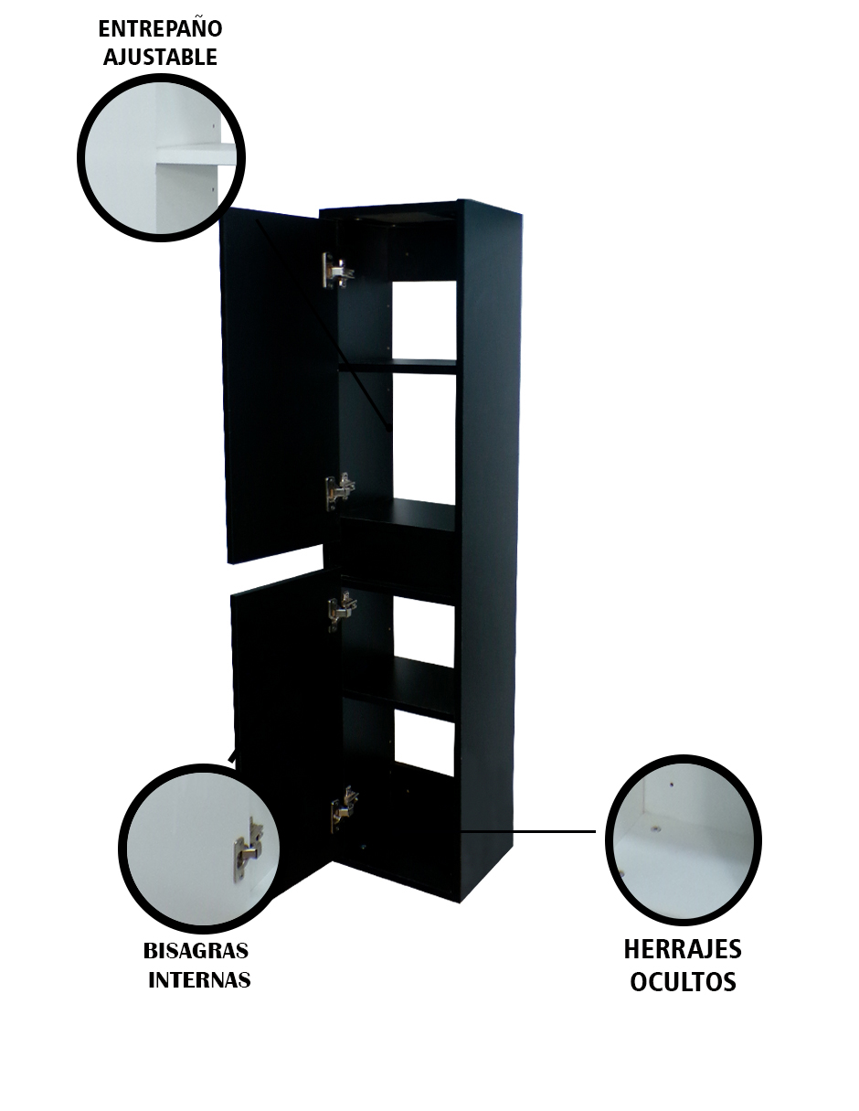 Foto 5 | Gabinete Multiusos Negro para Baño