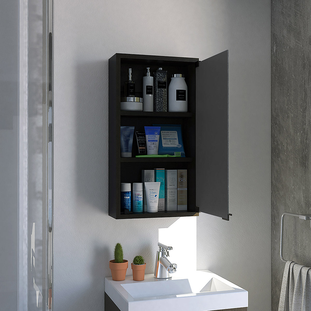 Foto 3 pulgar | Gabinete de Baño Merlo Color Wengue con Espejo