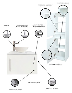 Foto 6 | Combo De Gabinete Para Baño Con Ovalin Y Monomando + Gabinete Organizador Narineh