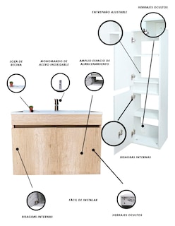 Foto 6 | Gabinete para Lavamanos con Organizador Gris