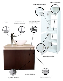 Foto 6 | Combo De Gabinete Para Baño Ovalin Y Monomando + Gabinete Organizador Kitay