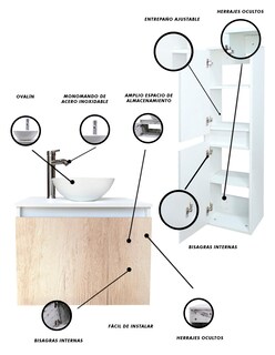Foto 6 | Combo De Gabinete Para Baño Ovalin Y Monomando + Gabinete Organizador Kitay