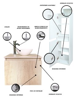 Foto 6 | Combo De Gabinete Para Baño Ovalin Y Monomando + Gabinete Organizador Kitay