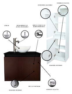 Foto 6 | Combo De Gabinete Para Baño Ovalin Y Monomando + Gabinete Organizador Kitay
