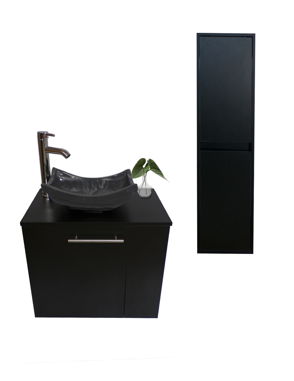 Gabinete para Baño con Almacenamiento Negro 2 Piezas