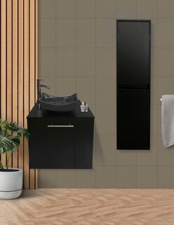Foto 2 | Gabinete para Baño con Almacenamiento Negro 2 Piezas