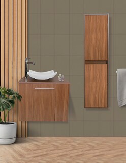 Foto 2 | Gabinete para Baño con Almacenamiento Marrón 2 Piezas