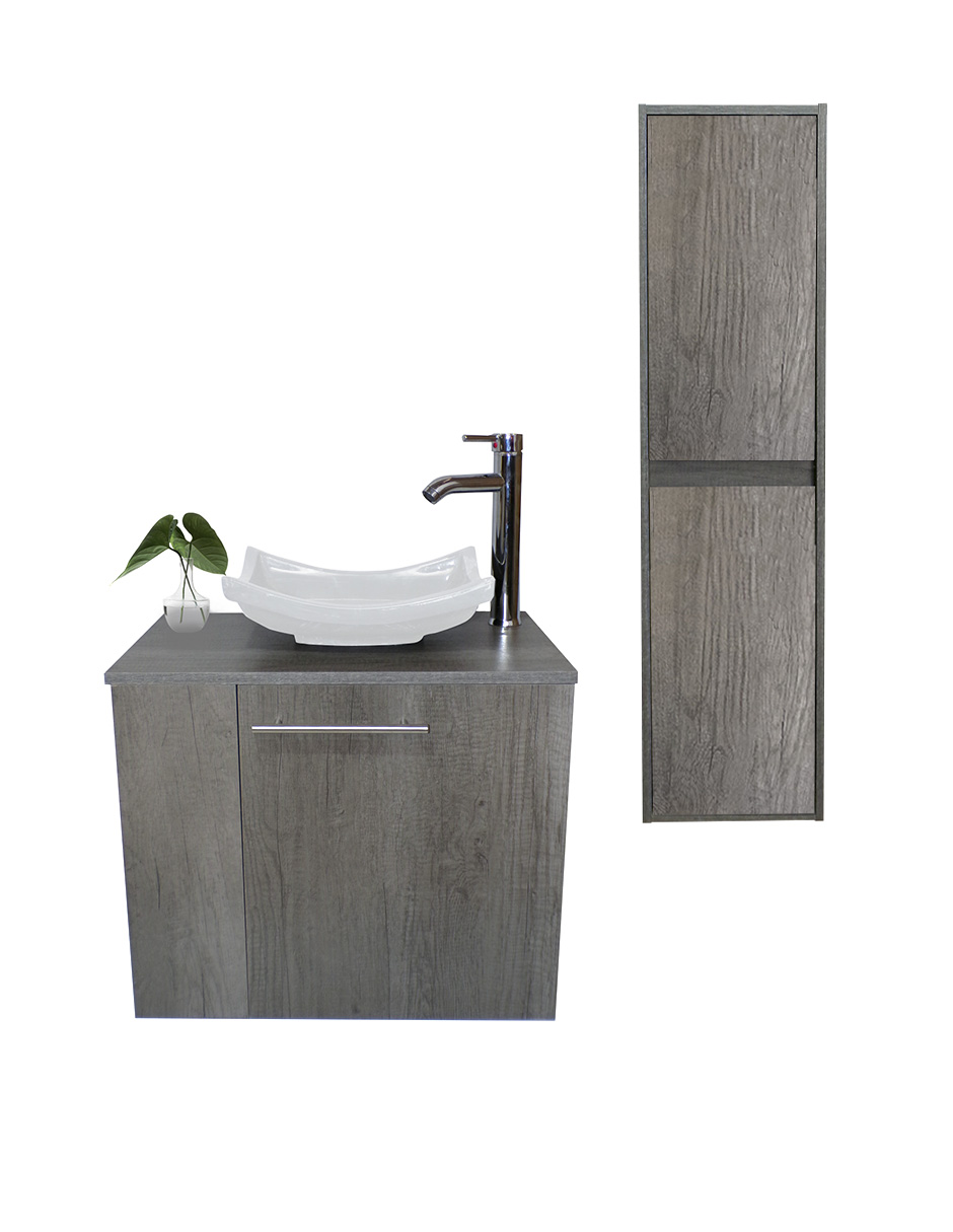 Gabinete para Baño con Almacenamiento Gris 2 Piezas