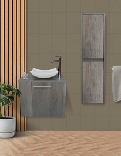 Foto 2 | Gabinete para Baño con Almacenamiento Gris 2 Piezas