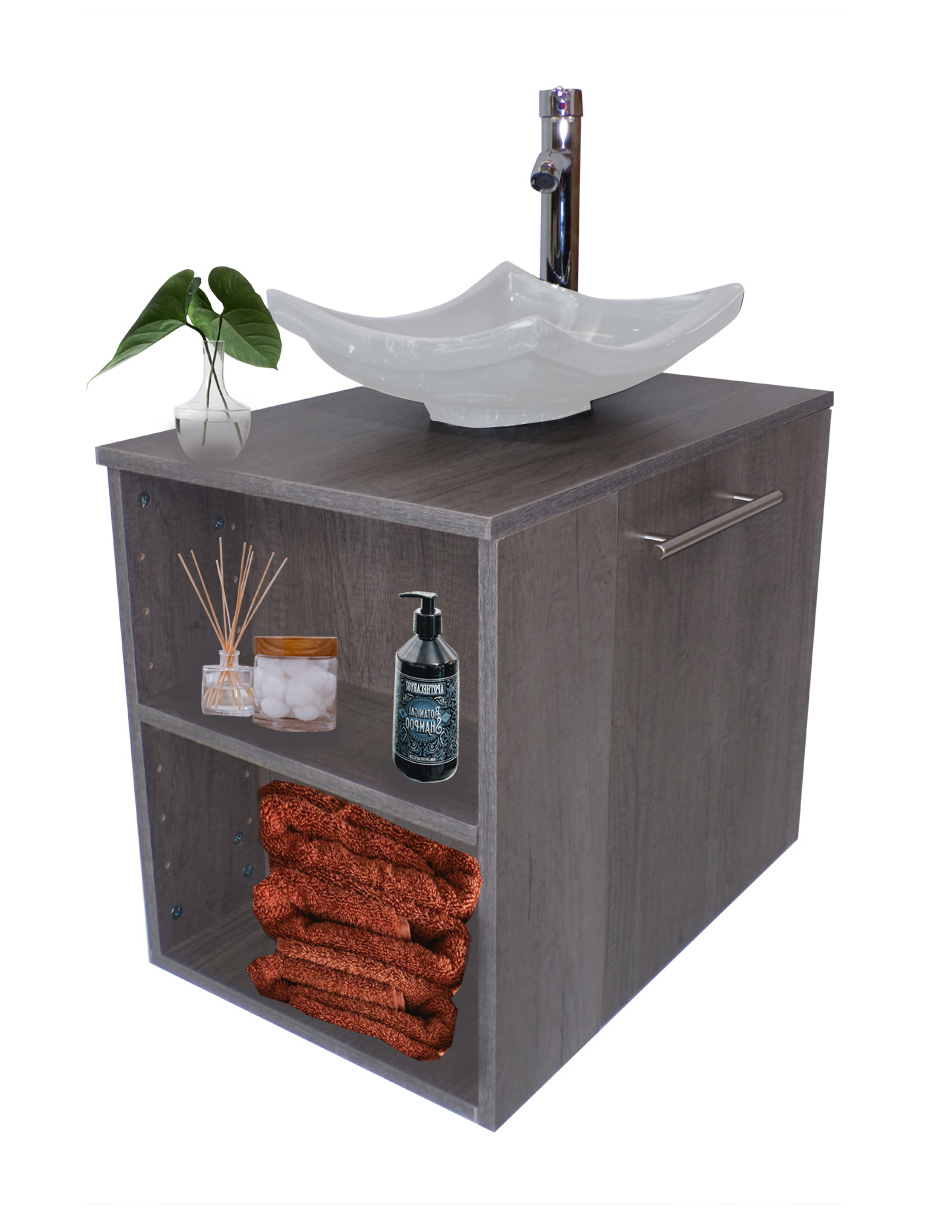 Foto 3 | Gabinete para Baño con Almacenamiento Gris 2 Piezas