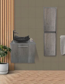 Foto 2 | Gabinete para Baño con Almacenamiento Gris 2 Piezas