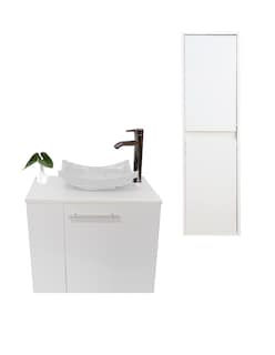 Foto 1 | Gabinete de Baño + Gabinete de Almacenamiento Blanco 2 Piezas