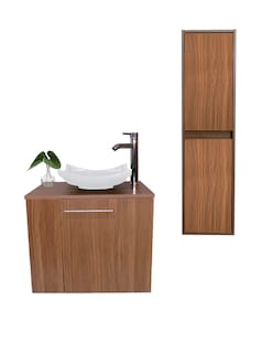 Foto 1 | Gabinete de Baño + Gabinete de Almacenamiento Marrón 2 Piezas