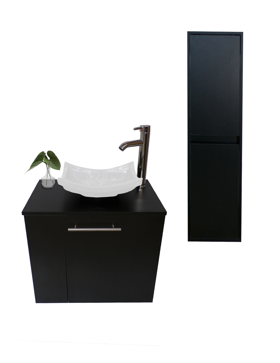 Gabinete de Baño + Gabinete de Almacenamiento Negro 2 Piezas