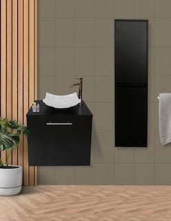Foto 2 | Gabinete de Baño + Gabinete de Almacenamiento Negro 2 Piezas