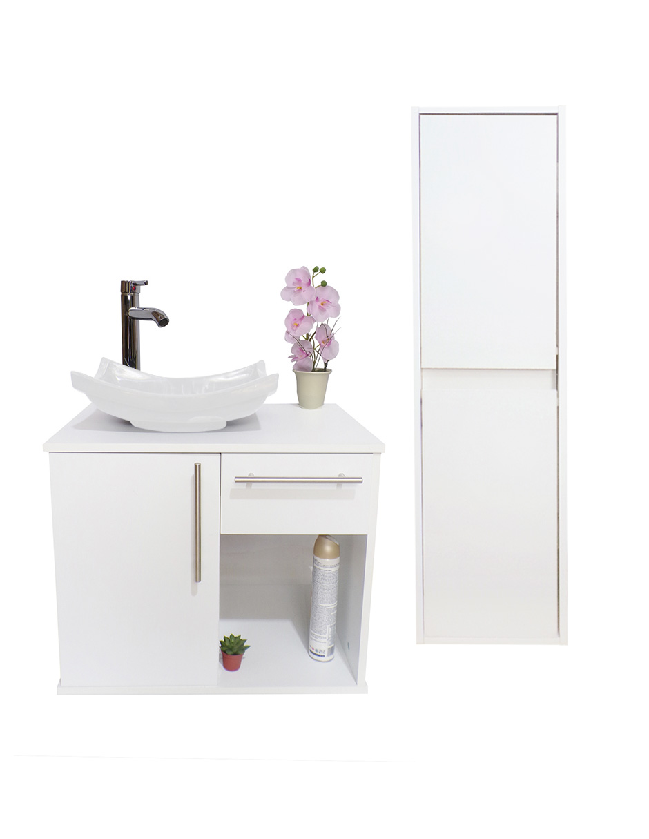 Foto 2 pulgar | Combo de Gabinete para Baño con Lavamanos y Monomando + Gabinete de Almacenamiento Blanco