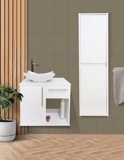 Foto 2 | Combo de Gabinete para Baño con Lavamanos y Monomando + Gabinete de Almacenamiento Blanco
