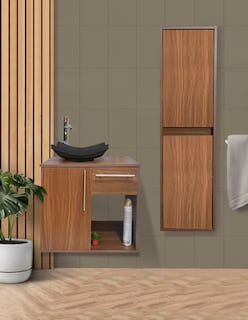 Foto 2 | Combo de Gabinete para Baño con Lavamanos y Monomando + Gabinete de Almacenamiento Jacquemart Marrón