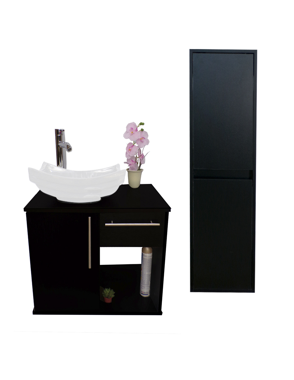 Foto 2 pulgar | Combo de Gabinete para Baño con Lavamanos y Monomando + Gabinete de Almacenamiento Jacquemart Negro