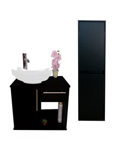 Foto 1 | Combo de Gabinete para Baño con Lavamanos y Monomando + Gabinete de Almacenamiento Jacquemart Negro