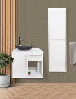 Foto 2 | Combo de Gabinete para Baño con Lavamanos y Monomando + Gabinete de Almacenamiento Jacquemart Blanco