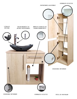 Foto 5 | Combo De Gabinete para Baño con Lavamanos Y Monomando + Gabinete De Almacenamiento Jacquemart