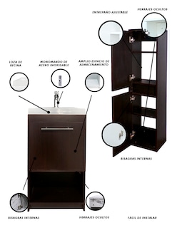 Foto 5 | Combo De Gabinete Con Lavamanos Y Monomando + Gabinete Almacenamiento Seine