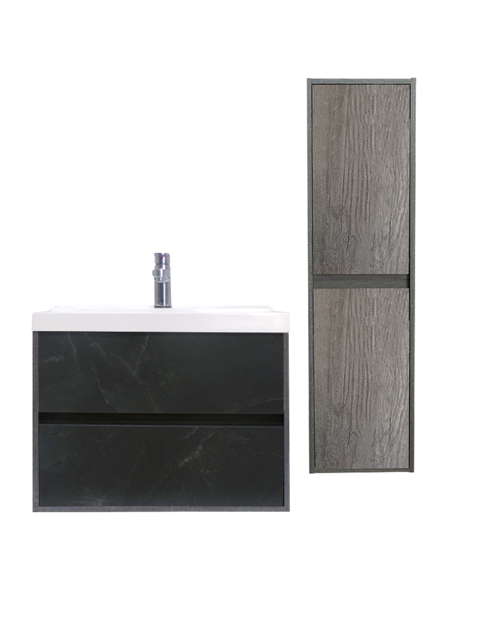 Gabinete de Baño con Lavamanos y Monomando + Mueble de Almacenamiento