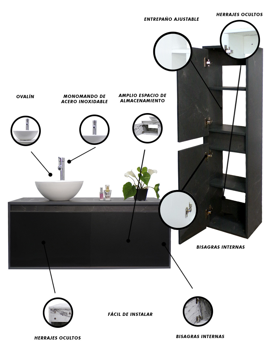 Foto 6 pulgar | Gabinete para Baño con Ovalin+Mueble de Almacenamiento