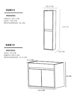 Foto 6 | Combo de Gabinete de Baño con Lavamanos y Monomando más Gabinete de Almacenamiento Bourdelle