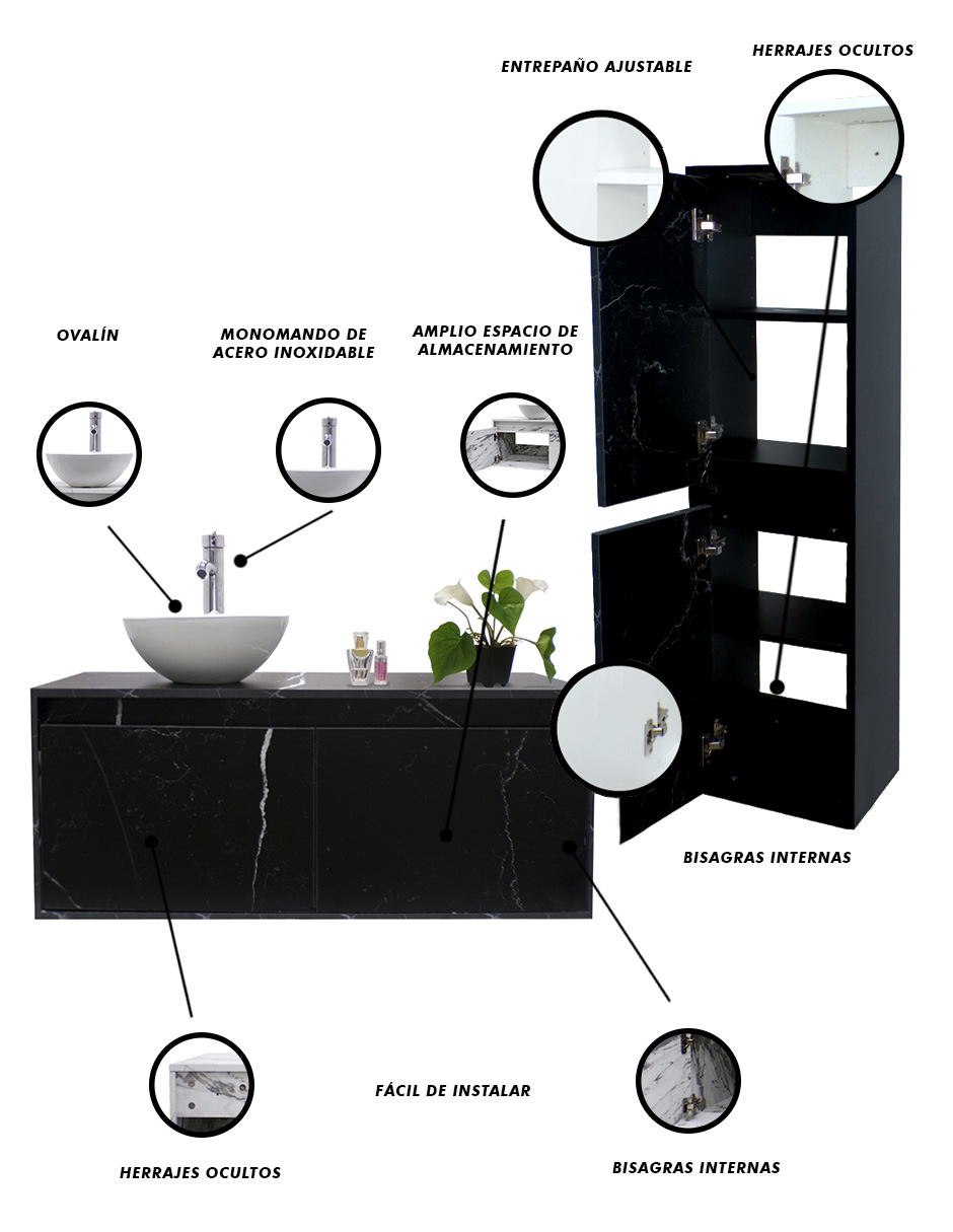 Foto 6 pulgar | Gabinete para Baño con Ovalin+Mueble de Almacenamiento