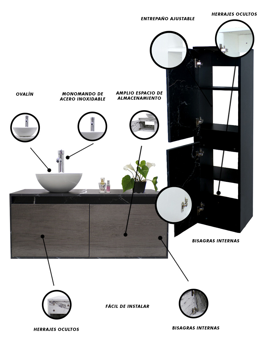 Foto 5 | Gabinete para Baño con Ovalin+Mueble de Almacenamiento