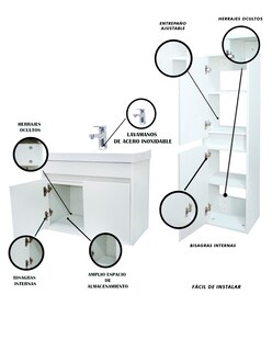 Foto 5 | Combo de Gabinete de Baño con Lavamanos Y Monomando + Gabinete de Almacenamiento Bourdelle