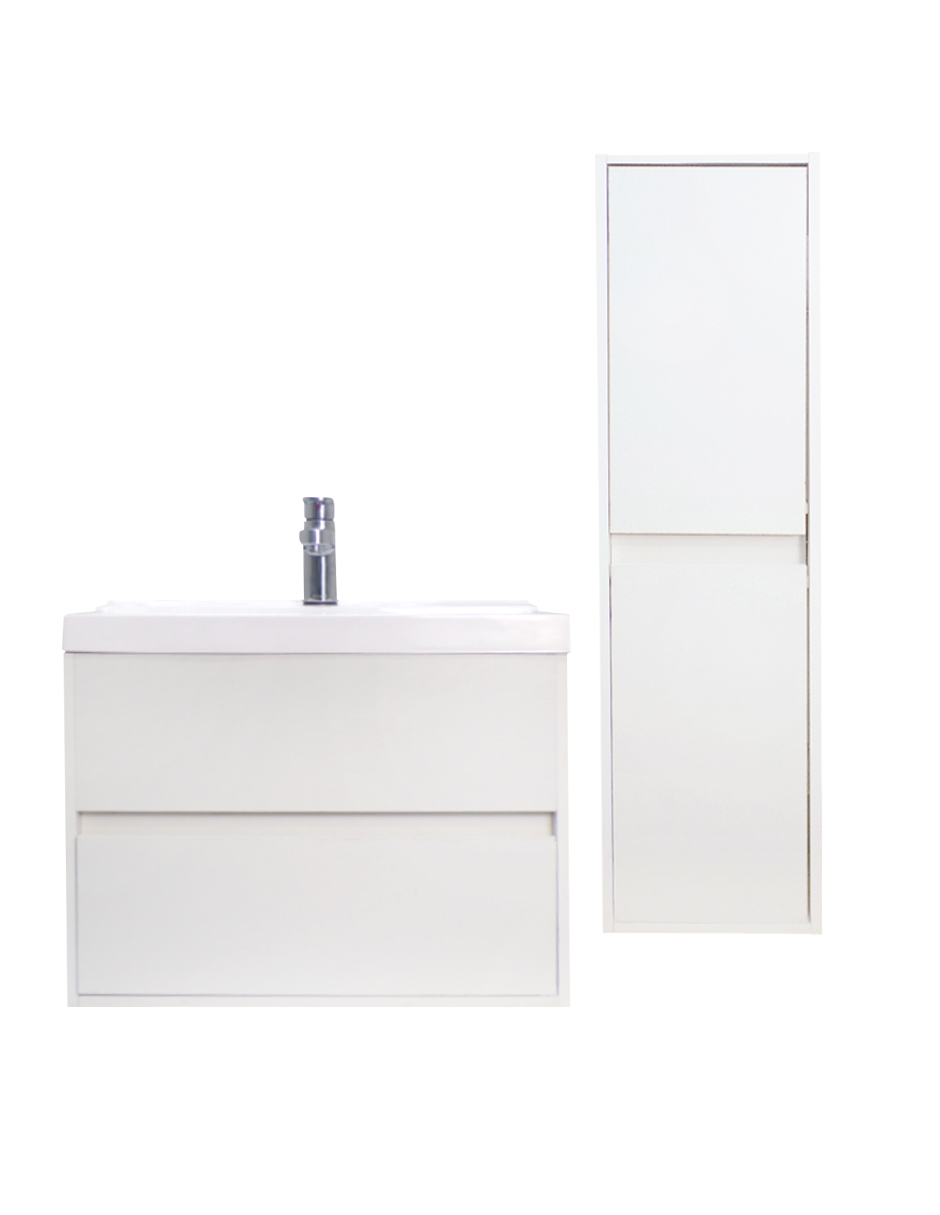 Gabinete de Baño con Lavamanos y Monomando + Gabinete de Almacenamiento Blanco