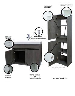 Foto 5 | Combo de Gabinete de Baño con Lavamanos Y Monomando + Gabinete de Almacenamiento Bourdelle