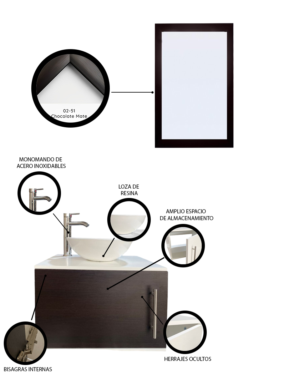 Foto 4 pulgar | Gabinete Para Baño Con Ovalin Y Espejo Decorativo Decomobil Zúrich